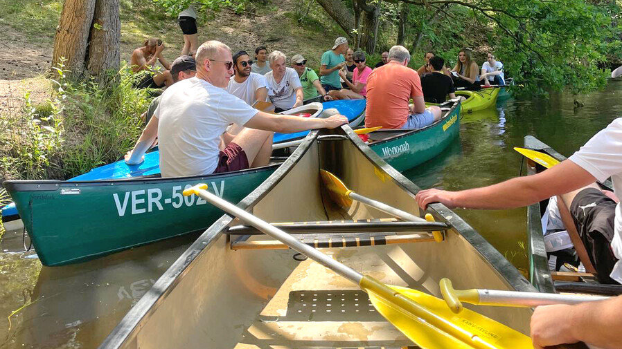 Canoe tour chriwa group in örtze river near Winsen, Germany