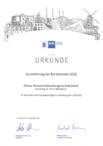 Urkunde "Auszeichnung Berufsbeste 2020"