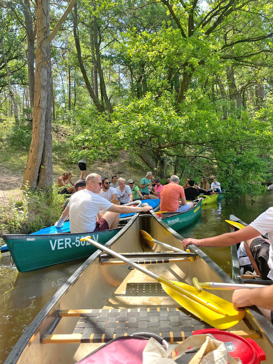 Canoe tour chriwa group in örtze river near Winsen, Germany
